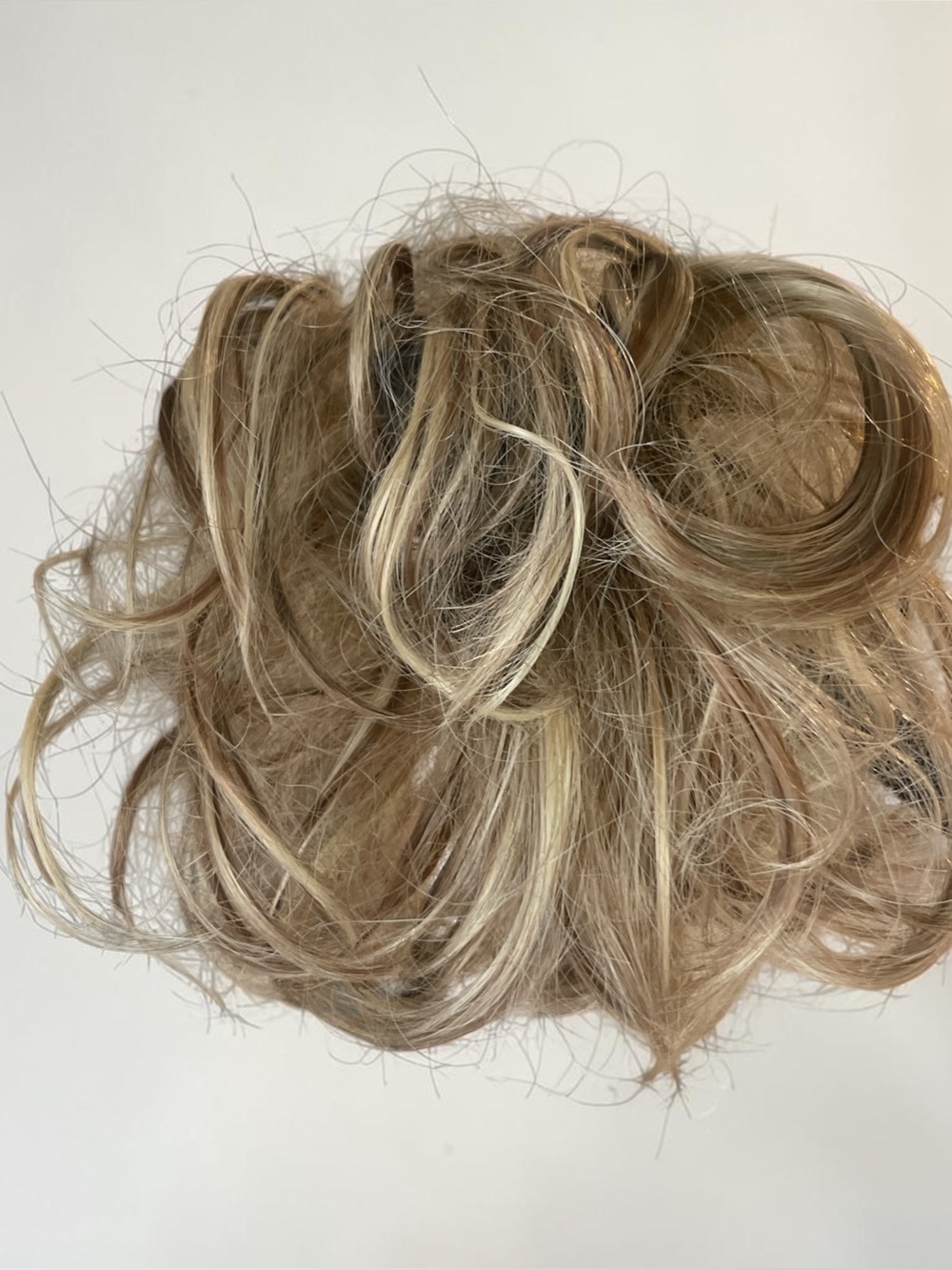 Tousled look Synthetic Hair Bun Scrunchie in Light Brown with Blonde Highlights - Picture 2 of 4